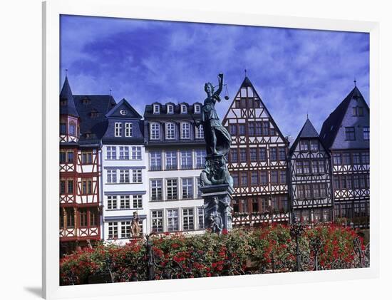 Statue, Garden and Building Facade, Frankfurt, Germany-Peter Adams-Framed Photographic Print