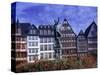 Statue, Garden and Building Facade, Frankfurt, Germany-Peter Adams-Stretched Canvas