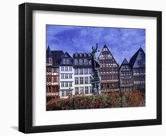 Statue, Garden and Building Facade, Frankfurt, Germany-Peter Adams-Framed Photographic Print