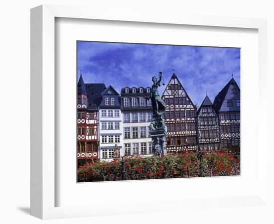 Statue, Garden and Building Facade, Frankfurt, Germany-Peter Adams-Framed Photographic Print