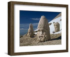 Statue Heads of Zeus, Antiochos and Tyche, West Terrace at Nemrut Dag, Anatolia, Turkey Minor-Woolfitt Adam-Framed Photographic Print