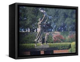 Statue in a Garden, the Waving Girl, Savannah, Georgia, USA-null-Framed Stretched Canvas