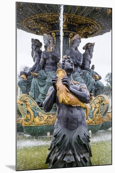 Statue in Fountain. Place de la Concorde. Paris.-Tom Norring-Mounted Photographic Print