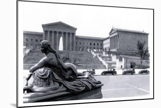 Statue in Front of Philadelphia Museum of Art-null-Mounted Art Print