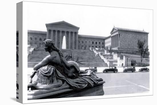 Statue in Front of Philadelphia Museum of Art-null-Stretched Canvas