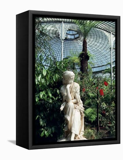 Statue in Glasshouse at the Botanic Gardens, Glasgow, Scotland, United Kingdom-Adam Woolfitt-Framed Stretched Canvas