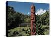 Statue in Marae Arahurahu-null-Stretched Canvas