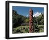 Statue in Marae Arahurahu-null-Framed Giclee Print