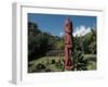 Statue in Marae Arahurahu-null-Framed Giclee Print