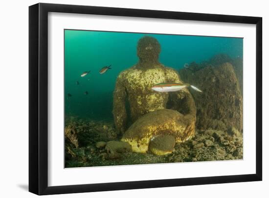 Statue in submerged Nymphaeum of Emperor Claudius, Italy-Franco Banfi-Framed Photographic Print