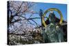 Statue in the Cherry Blossom in the Maruyama-Koen Park, Kyoto, Japan, Asia-Michael Runkel-Stretched Canvas