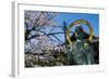 Statue in the Cherry Blossom in the Maruyama-Koen Park, Kyoto, Japan, Asia-Michael Runkel-Framed Photographic Print