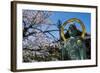 Statue in the Cherry Blossom in the Maruyama-Koen Park, Kyoto, Japan, Asia-Michael Runkel-Framed Photographic Print