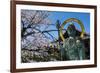 Statue in the Cherry Blossom in the Maruyama-Koen Park, Kyoto, Japan, Asia-Michael Runkel-Framed Photographic Print