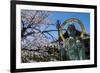 Statue in the Cherry Blossom in the Maruyama-Koen Park, Kyoto, Japan, Asia-Michael Runkel-Framed Photographic Print