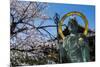 Statue in the Cherry Blossom in the Maruyama-Koen Park, Kyoto, Japan, Asia-Michael Runkel-Mounted Photographic Print