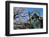 Statue in the Cherry Blossom in the Maruyama-Koen Park, Kyoto, Japan, Asia-Michael Runkel-Framed Photographic Print