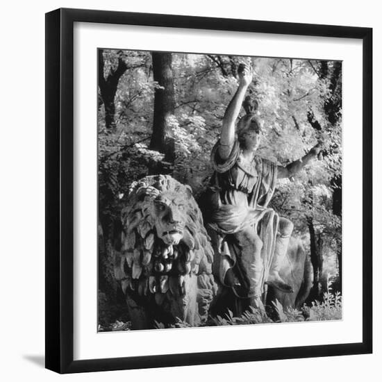 Statue in the Giardini Pubblici, Castello-Simon Marsden-Framed Giclee Print