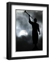 Statue is Seen Against a Cloudy Sky and a Partial Solar Eclipse in Bogota, Colombia-null-Framed Photographic Print