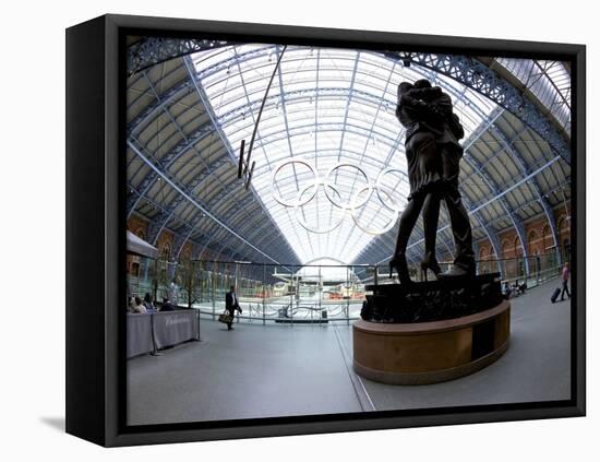 Statue Meeting Place by Paul Day, St. Pancras Railway Station, London, England, UK-Peter Barritt-Framed Stretched Canvas