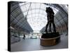 Statue Meeting Place by Paul Day, St. Pancras Railway Station, London, England, UK-Peter Barritt-Stretched Canvas