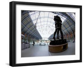 Statue Meeting Place by Paul Day, St. Pancras Railway Station, London, England, UK-Peter Barritt-Framed Photographic Print