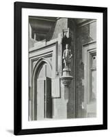 Statue of a Boy Scholar Beside the Door, Hamlet of Ratcliff Schools, Stepney, London, 1945-null-Framed Photographic Print