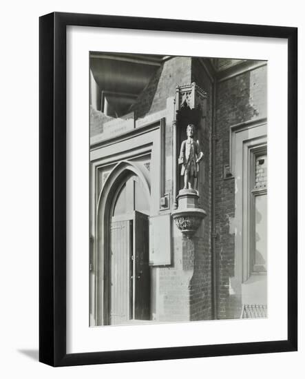 Statue of a Boy Scholar Beside the Door, Hamlet of Ratcliff Schools, Stepney, London, 1945-null-Framed Photographic Print