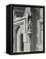 Statue of a Boy Scholar Beside the Door, Hamlet of Ratcliff Schools, Stepney, London, 1945-null-Framed Stretched Canvas