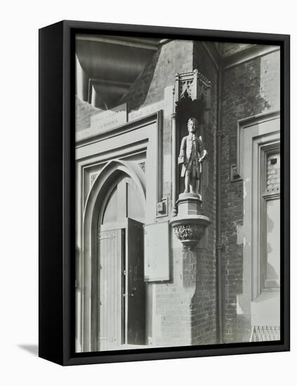 Statue of a Boy Scholar Beside the Door, Hamlet of Ratcliff Schools, Stepney, London, 1945-null-Framed Stretched Canvas