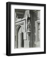 Statue of a Boy Scholar Beside the Door, Hamlet of Ratcliff Schools, Stepney, London, 1945-null-Framed Premium Photographic Print