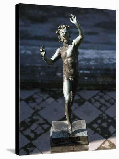 Statue of a Dancing Faun, Bronze, House of the Faun, Pompeii-null-Stretched Canvas