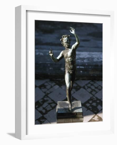 Statue of a Dancing Faun, Bronze, House of the Faun, Pompeii-null-Framed Photographic Print