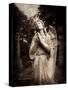 Statue of a Female Angel Praying in Cemetery-Clive Nolan-Stretched Canvas
