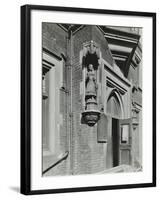 Statue of a Girl Scholar Beside the Door, Hamlet of Ratcliff Schools, Stepney, London, 1945-null-Framed Photographic Print