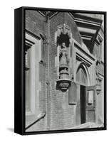 Statue of a Girl Scholar Beside the Door, Hamlet of Ratcliff Schools, Stepney, London, 1945-null-Framed Stretched Canvas