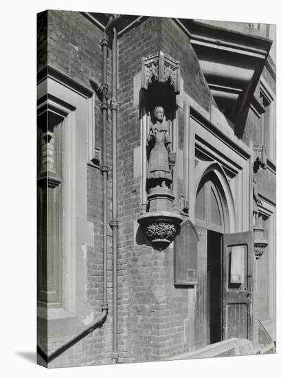 Statue of a Girl Scholar Beside the Door, Hamlet of Ratcliff Schools, Stepney, London, 1945-null-Stretched Canvas