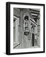 Statue of a Girl Scholar Beside the Door, Hamlet of Ratcliff Schools, Stepney, London, 1945-null-Framed Photographic Print