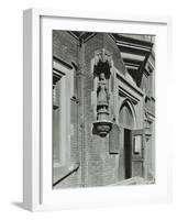 Statue of a Girl Scholar Beside the Door, Hamlet of Ratcliff Schools, Stepney, London, 1945-null-Framed Photographic Print