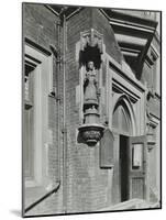 Statue of a Girl Scholar Beside the Door, Hamlet of Ratcliff Schools, Stepney, London, 1945-null-Mounted Photographic Print