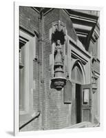 Statue of a Girl Scholar Beside the Door, Hamlet of Ratcliff Schools, Stepney, London, 1945-null-Framed Photographic Print