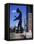 Statue of a Hammering Man, Frankfurt-Am-Main, Hesse, Germany-Hans Peter Merten-Framed Stretched Canvas