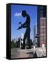 Statue of a Hammering Man, Frankfurt-Am-Main, Hesse, Germany-Hans Peter Merten-Framed Stretched Canvas