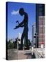 Statue of a Hammering Man, Frankfurt-Am-Main, Hesse, Germany-Hans Peter Merten-Stretched Canvas