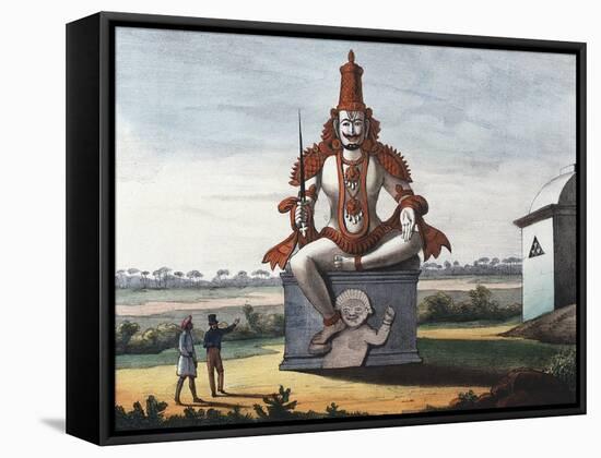 Statue of a Hindu Evil Genie, 1828-null-Framed Stretched Canvas