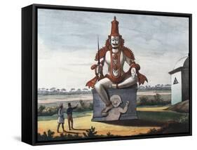 Statue of a Hindu Evil Genie, 1828-null-Framed Stretched Canvas