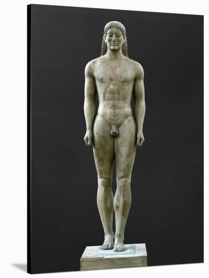 Statue of a Kouros, Ascribed to Myron, Marble (6th BCE)-Myron-Stretched Canvas