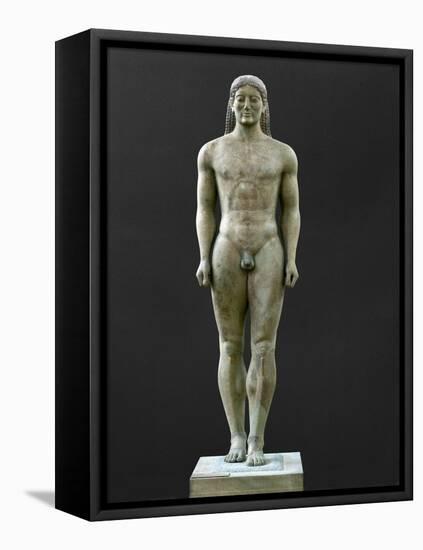 Statue of a Kouros, Ascribed to Myron, Marble (6th BCE)-Myron-Framed Stretched Canvas