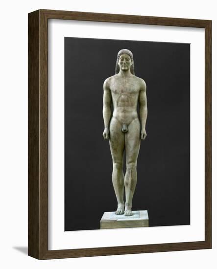 Statue of a Kouros, Ascribed to Myron, Marble (6th BCE)-Myron-Framed Giclee Print