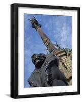 Statue of a Lion on the Columbus Monument in Barcelona, Catalunya, Spain-Teegan Tom-Framed Photographic Print